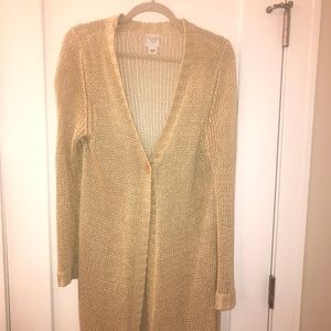 Garnet Hill yellow duster cardigan sz M